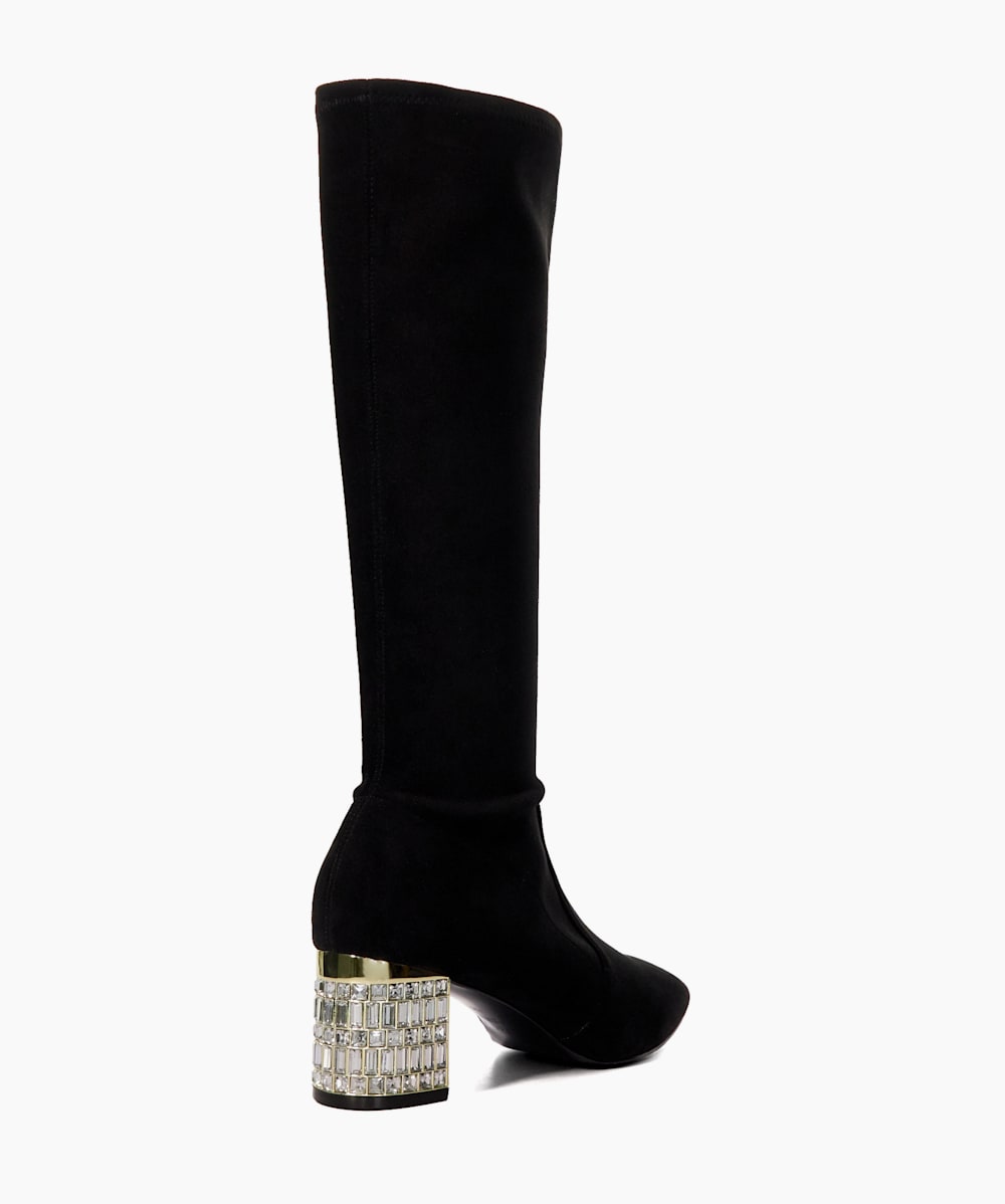 Starlet Black Jewel Block Heel Knee High Boots Dune London